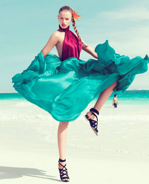 Hailey Clauson by Paola Kudacki for Harpers Bazaar US March 2012 3 spring 2012 flowy dresses